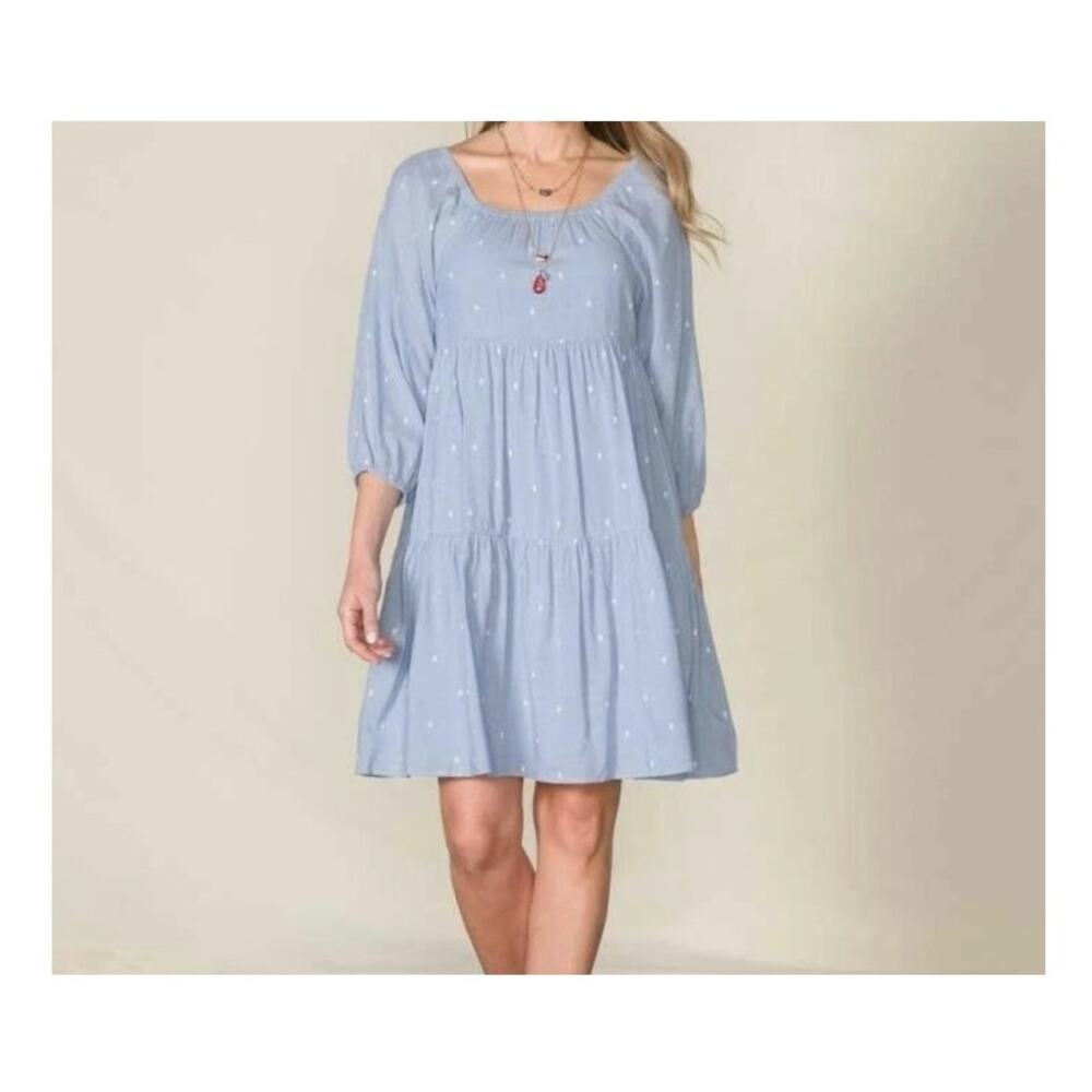 Good Hart GH by Matilda Jane Womens Large Blue Chambray All Day Tiered Dress - Picture 1 of 6